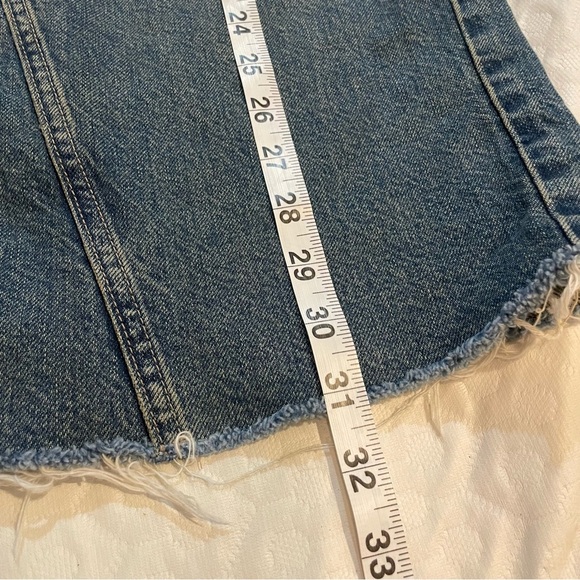 Cotton:On Denim Maxi Shirt Low Waisted Raw Hem Size 2 Boho Cowgirl Blue Jean - Picture 9 of 12